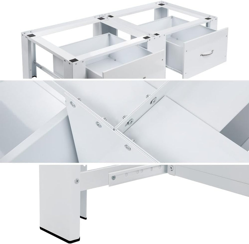 Doppel Untergestell für Waschmaschinen Trockner mit Schubladen max. 300kg | 126x54cm