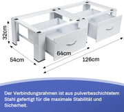 Doppel Untergestell für Waschmaschinen Trockner mit Schubladen max. 300kg | 126x54cm