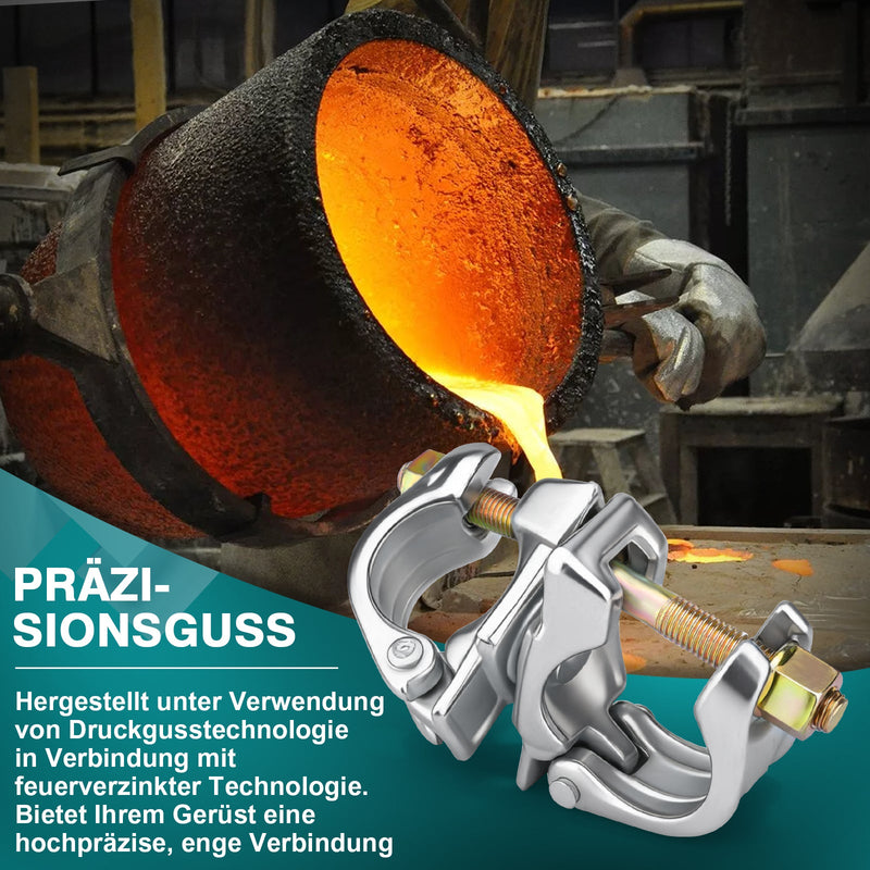 Drehkupplung Gerüst 2er Set – 42 - 62mm Rohrkupplung, 360° drehbar, Verzinkt