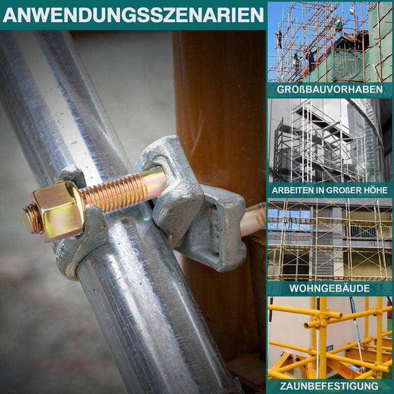 Drehkupplung Gerüst 2er Set – 42 - 62mm Rohrkupplung, 360° drehbar, Verzinkt