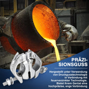 Drehkupplung Gerüst 4er Set – 360° Rohrkupplung für 45 - 50mm Gerüstrohre, Verzinkt, Robust & Korrosionsbeständig