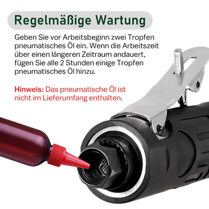Druckluft Schleifer 25000 U/min – Luftschleifer für Metall & Holz – 1/4" Anschluss, 3–6 mm Spannfutter