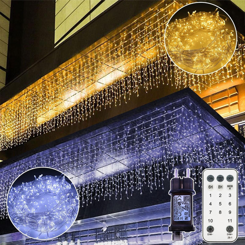 Eiszapfen Lichterkette – IP44 Wasserdicht, 11 Modi, Dimmbar, Timer &amp; Speicherfunktion
