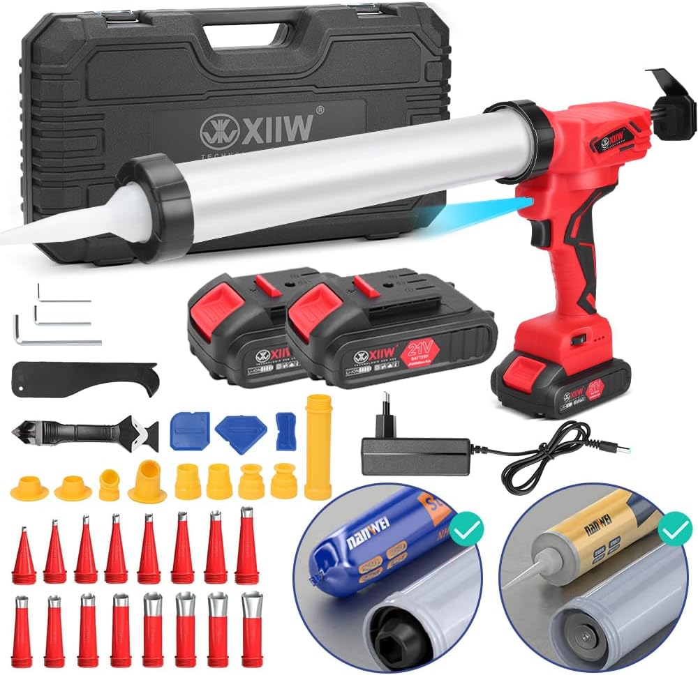 Elektrisk patronpress, silikonspruta med 2 batterier, 7840 N patronpistol med LED