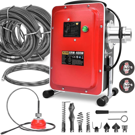 Elektrische Rohrreinigungsmaschine 400W Rohrreiniger Abflussreiniger, Ø30 - 100mm, 26,5M Spirale