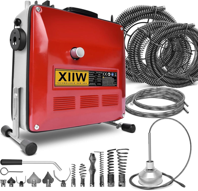 Elektrische Rohrreinigungsmaschine 850W Set, Ø20 - 200mm, Spiralen 16/22/10mm