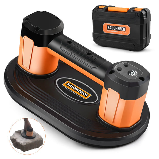 Elektrischer Akku - Vakuum - Saugheber 300 kg – Automatische Druckregulierung, Profi - Plattenheber für Glas, Feinsteinzeug & Terrassenplatten