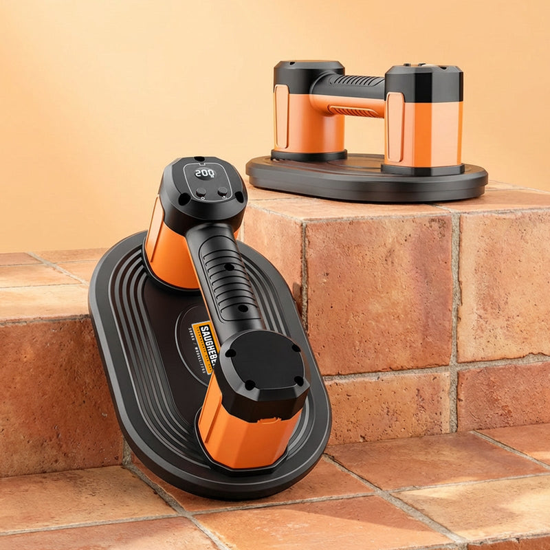 Elektrischer Akku - Vakuum - Saugheber 300 kg – Automatische Druckregulierung, Profi - Plattenheber für Glas, Feinsteinzeug & Terrassenplatten