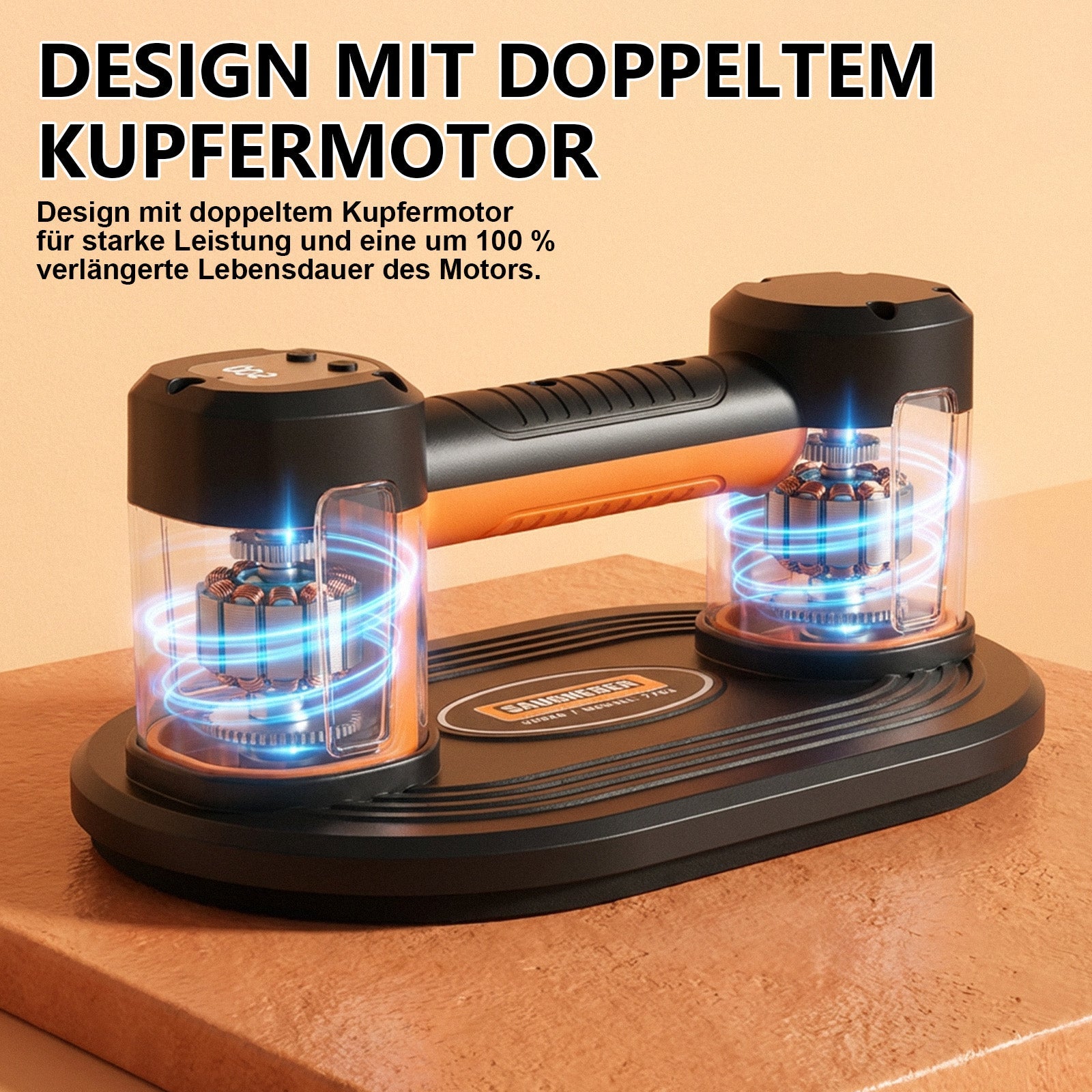 Elektrischer Akku - Vakuum - Saugheber 300 kg – Automatische Druckregulierung, Profi - Plattenheber für Glas, Feinsteinzeug & Terrassenplatten