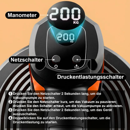 Elektrischer Akku - Vakuum - Saugheber 300 kg – Automatische Druckregulierung, Profi - Plattenheber für Glas, Feinsteinzeug & Terrassenplatten