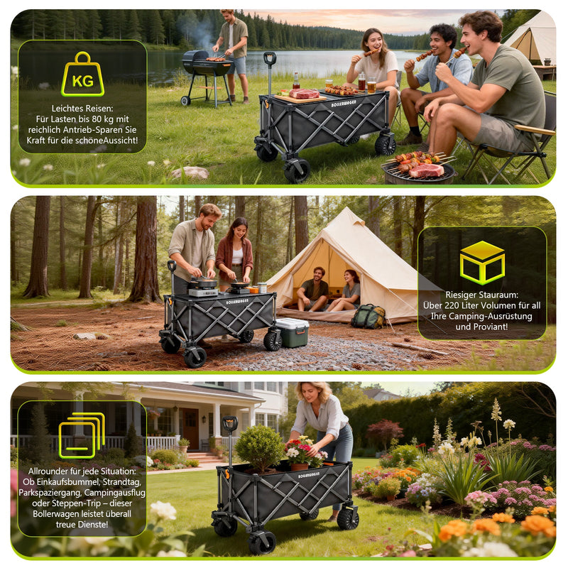 Elektrischer Bollerwagen, faltbar mit 50W Motor und Makita 14,4V Akku - Kompatibilität