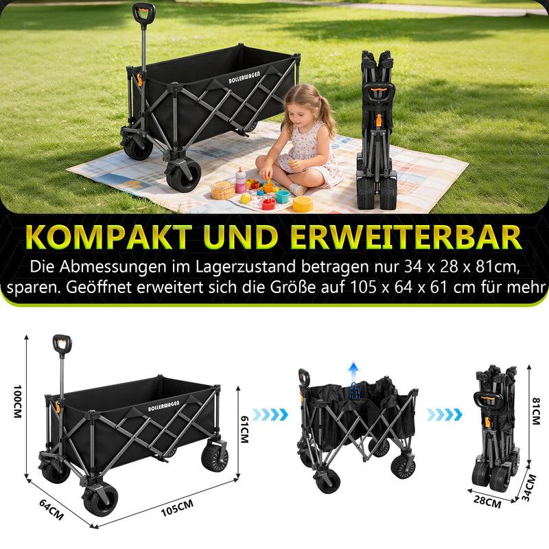 Elektrischer Bollerwagen mit Antriebshilfe, faltbar, 50W bürstenloser Motor, kompatibel mit Makita 14,4V Akku