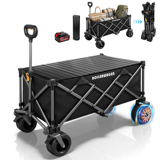 Elektrischer Bollerwagen mit Antriebshilfe, faltbar, 50W bürstenloser Motor, kompatibel mit Makita 14,4V Akku