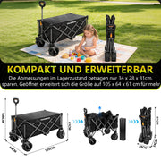 Elektrischer Bollerwagen mit Antriebshilfe, faltbar, 50W bürstenloser Motor, kompatibel mit Makita 14,4V Akku
