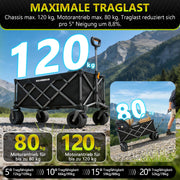 Elektrischer Bollerwagen mit Antriebshilfe, faltbar, 50W bürstenloser Motor, kompatibel mit Makita 14,4V Akku