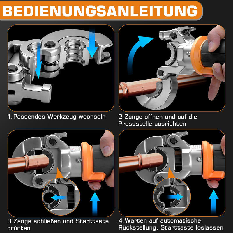Elektrohydraulische Presszange mit Akku & automatischer Druckkontrolle, TH/V - Profile
