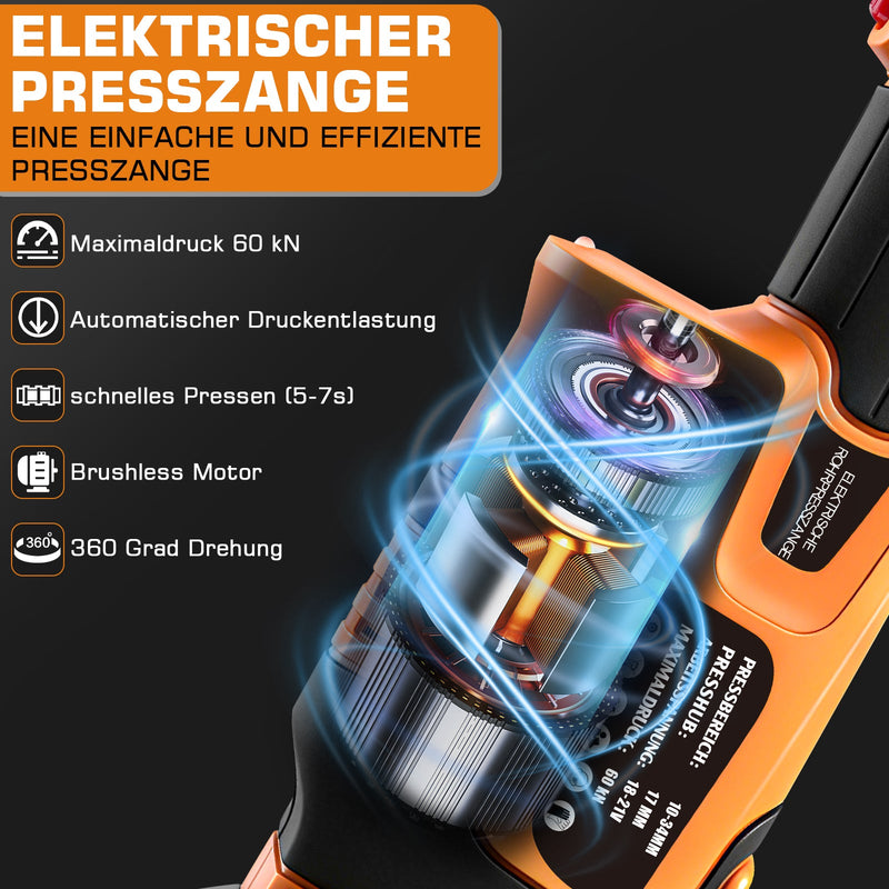 Elektrohydraulische Presszange mit Akku & automatischer Druckkontrolle, TH/V - Profile