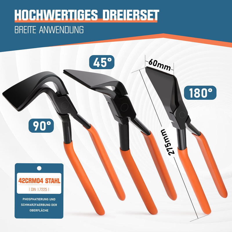 Falzzangen Set – 3 - teilig, 150 mm, 200 kg Tragfähigkeit, Korrosionsbeständig, Schmiedetec