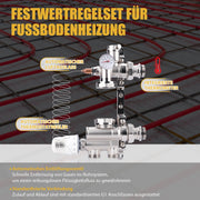 Festwertregelset Fußbodenheizung mit Thermostat & Umwälzpumpe, Messing