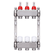 Fußbodenheizungsverteiler 2 Heizkreise | Edelstahl, Durchflussmesser & Entlüfter