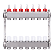 Fußbodenheizungsverteiler 2 Heizkreise | Edelstahl, Durchflussmesser & Entlüfter