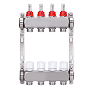 Fußbodenheizungsverteiler 2 Heizkreise | Edelstahl, Durchflussmesser & Entlüfter