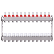 Fußbodenheizungsverteiler 2 Heizkreise | Edelstahl, Durchflussmesser & Entlüfter