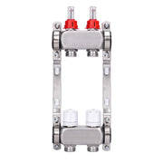 Fußbodenheizungsverteiler 2 Heizkreise | Edelstahl, Durchflussmesser & Entlüfter