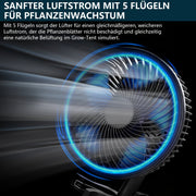 Grow Umluftventilator 320 CFM – Leiser Clip Ventilator mit EC - Motor, 10 Stufen, Oszillation, IP44