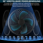 Grow Umluftventilator 320 CFM – Leiser Clip Ventilator mit EC - Motor, 10 Stufen, Oszillation, IP44