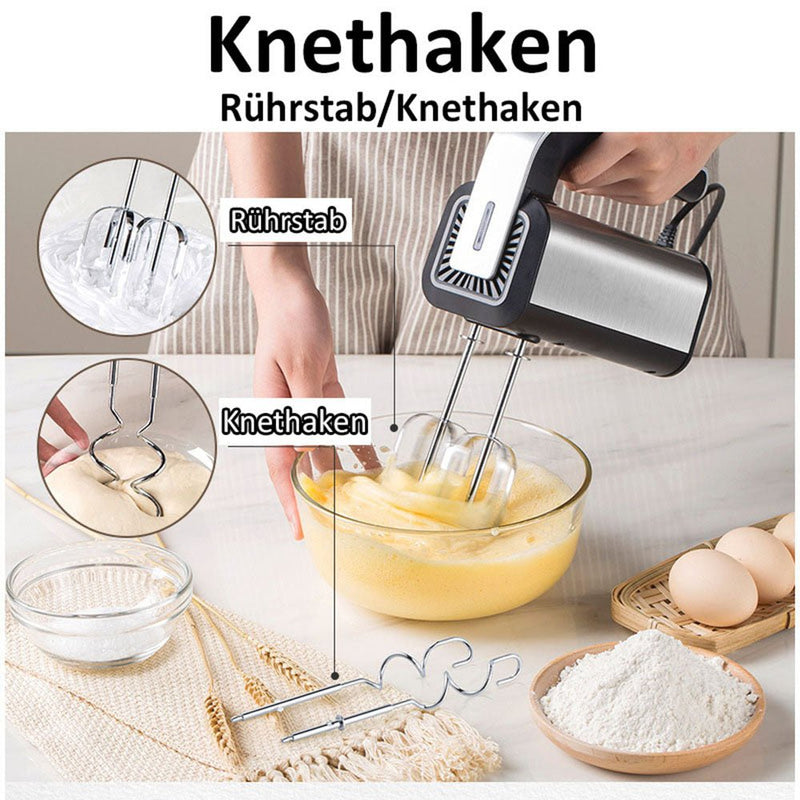 Hand Mixer 800W – Elektrischer Rührgerät mit 5 Stufen & Edelstahl - Zubehör