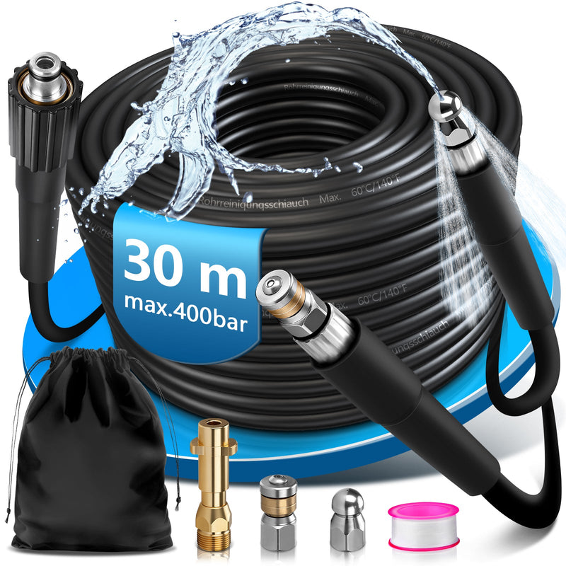 High Pressure Drain Cleaning Hose Kit for Kärcher K2 - K7 Pressure Washers with Brass Nozzles