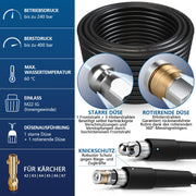 High Pressure Drain Cleaning Hose Kit for Kärcher K2 - K7 Pressure Washers with Brass Nozzles