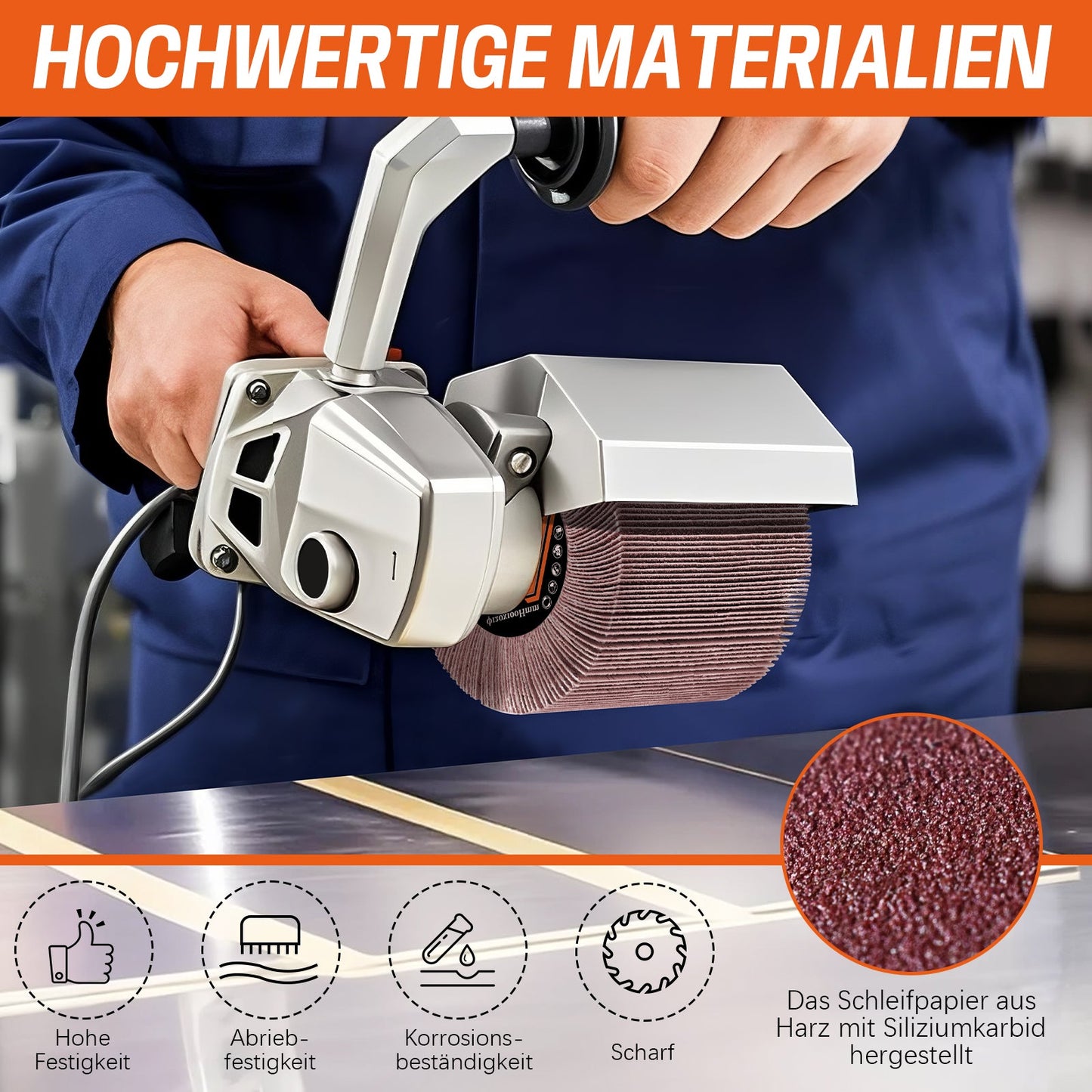Hochwertige Schleifwalzenbürste aus Siliziumcarbid - Schleifpapier – Effiziente Oberflächenbearbeitung für Metall und Holz