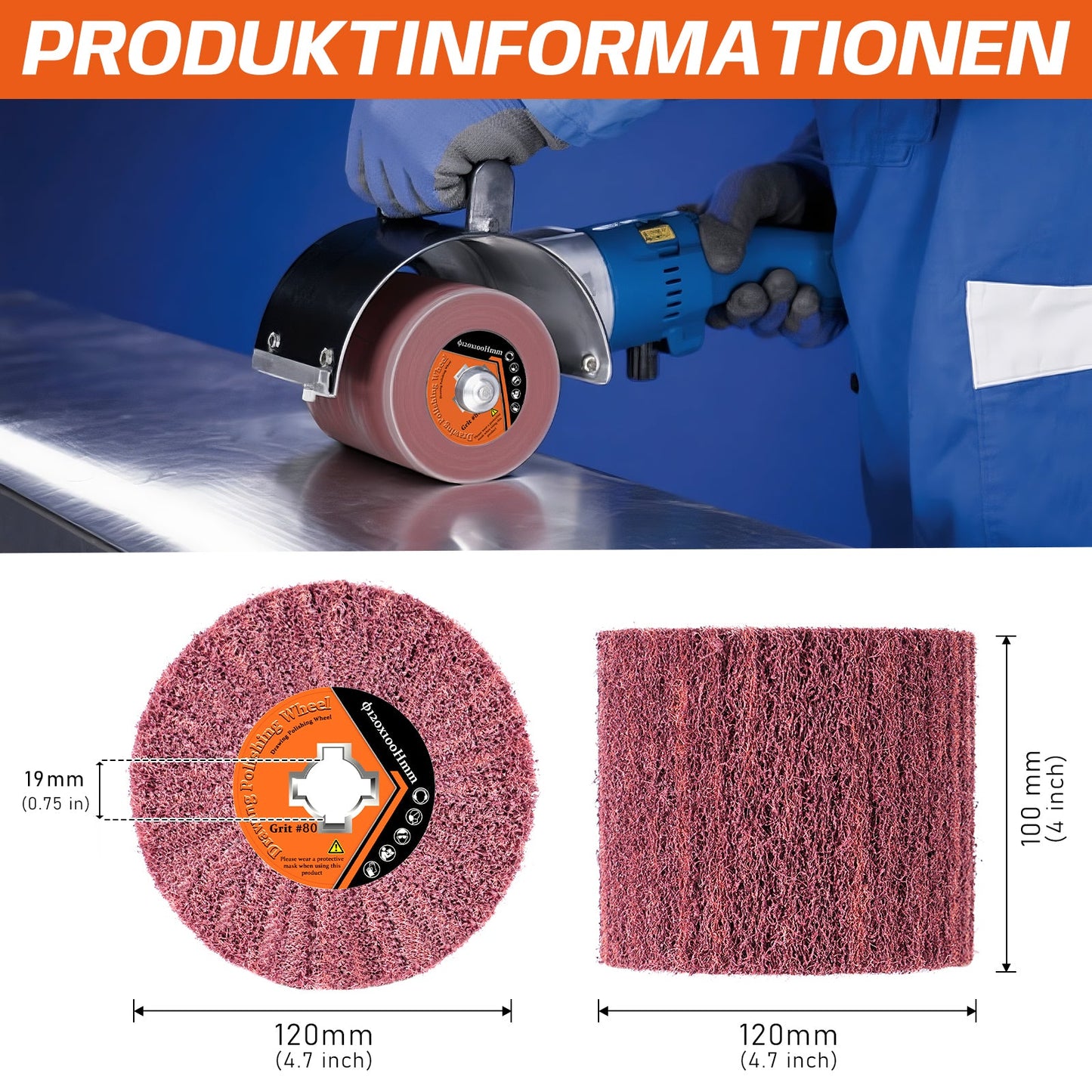 Hochwertige Schleifwalzenbürste mit Aluminiumoxid – Professionelle Oberflächenbearbeitung für Metall, Holz und Stein