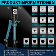 Hydraulische Crimpzange Set 8–300 mm² mit 13 Matrizen & Kabelschneider – Profi - Werkzeug für Elektrik, Industrie & KFZ