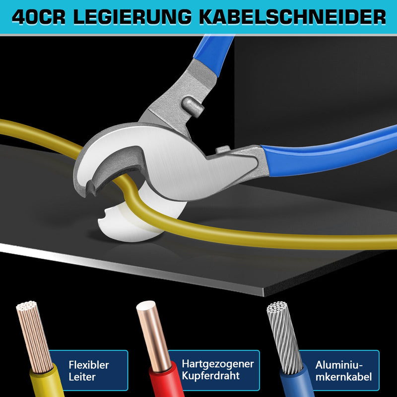 Hydraulische Crimpzange Set 8–300 mm² mit 13 Matrizen & Kabelschneider – Profi - Werkzeug für Elektrik, Industrie & KFZ