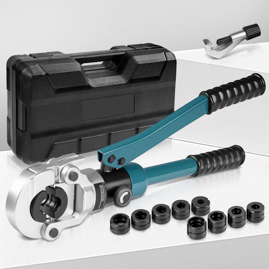 Hydraulische Rohrpresszange Set 12–32mm – Mit 9 Pressbacken für V - & TH - Kontur – Für Kupfer - , Edelstahl - & Verbundrohre