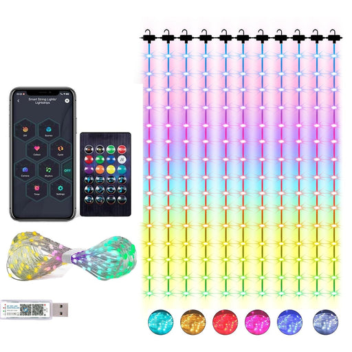 Intelligente Vorhanglichter – 300 LEDs, 3×3 m, 16 Millionen Farben, App &amp; Fernbedienung