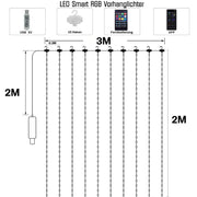 Intelligente Vorhanglichter – 300 LEDs, 3×3 m, 16 Millionen Farben, App &amp; Fernbedienung