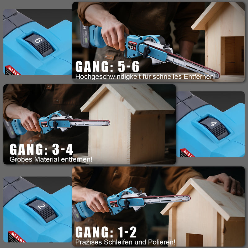 Kabelloser Mini - Bandschleifer 18V mit 6 Geschwindigkeiten & Staubanschluss