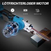 Kabelloser Mini - Bandschleifer 6 Stufen | 100° Schwenkbares Schleifband | Für Holz & Metall | Akku 18V kompatibel