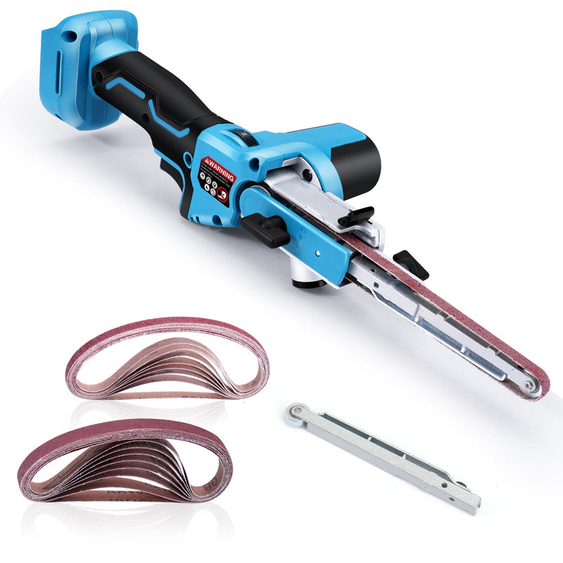 Kabelloser Mini - Bandschleifer 6 Stufen | 100° Schwenkbares Schleifband | Für Holz & Metall | Akku 18V kompatibel