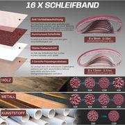 Kabelloser Mini - Bandschleifer 6 Stufen | 100° Schwenkbares Schleifband | Für Holz & Metall | Akku 18V kompatibel