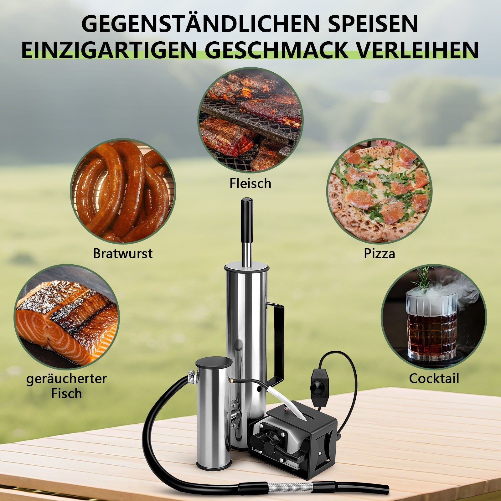 Kaltrauchgenerator mit 25W Luftpumpe – Elektrischer Räuchergenerator für Fisch & Fleisch