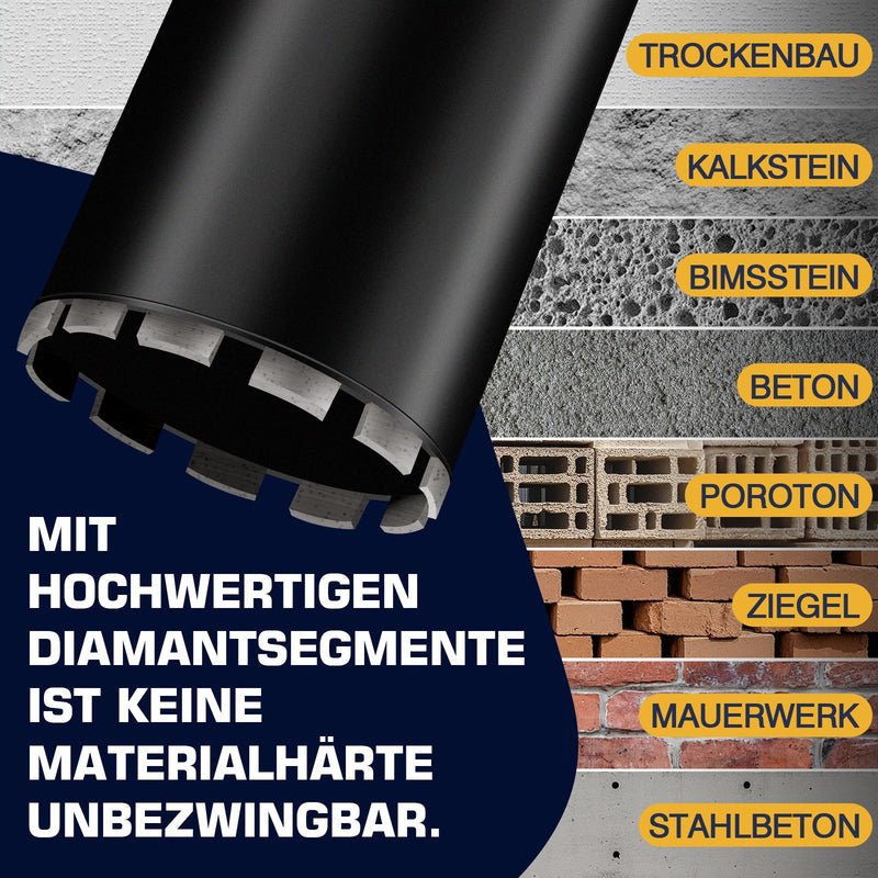 Kernbohrer Stahlbeton Diamant – Nassbohren, Stufenkrone, Ø25 mm+ Stahl, 460 mm