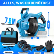 Kraftvoller 20V Akku Rohrreinigungsgerät - flexibel, mit stufenloser Drehzahlregelung