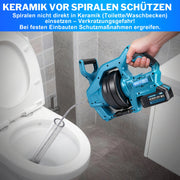 Kraftvoller 20V Akku Rohrreinigungsgerät - flexibel, mit stufenloser Drehzahlregelung