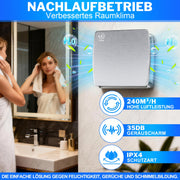 Leiser Abluftventilator 150mm, 240 m³/h mit Feuchtigkeitssensor & IPX4 Schutz, Nachlauffunktion und Rückstauklappe für Bad & Küche