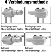 Messing Heizkörper Ventilset Schwarz mit Thermostat – 1/2" & 3/4" Anschlüsse